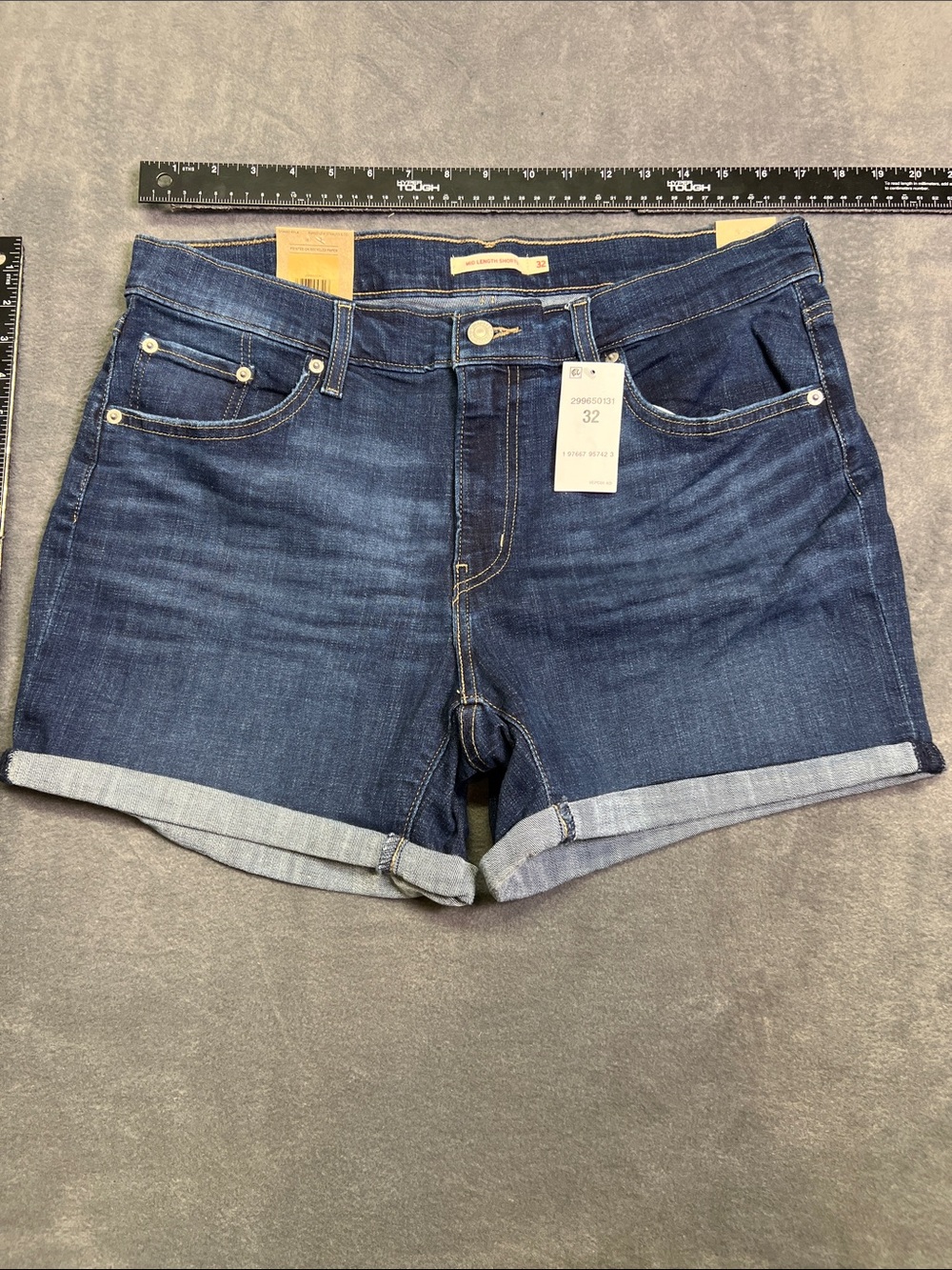 Dark Blue Denim Roll-Hem Women's Shorts
